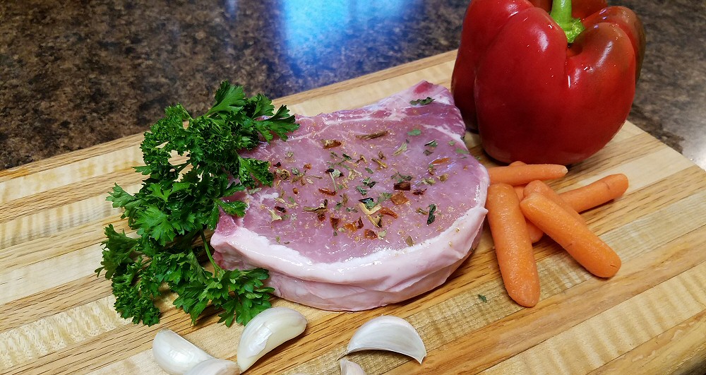 Thick cut pork chop, one of a variety of options for fresh pork products at Bessey's